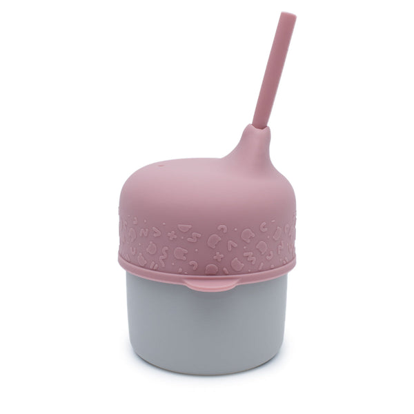 Coperchio rosa antico e mini cannuccia
