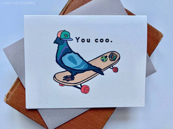 Carte de vœux Pigeon « You Coo. »