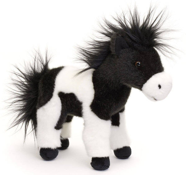 Cheval noir et blanc, debout - peluche Uni Toys