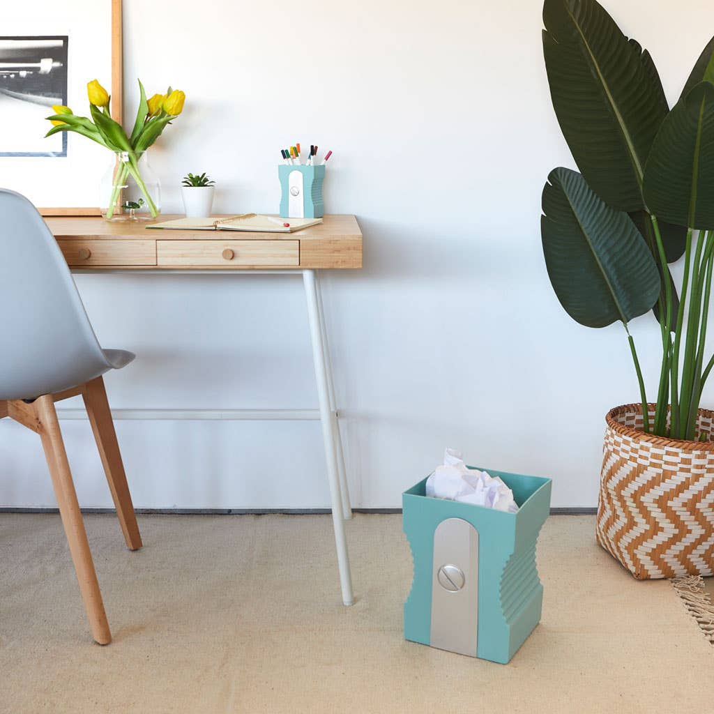 Tray, pencil sharpener, turquoise, plastic,