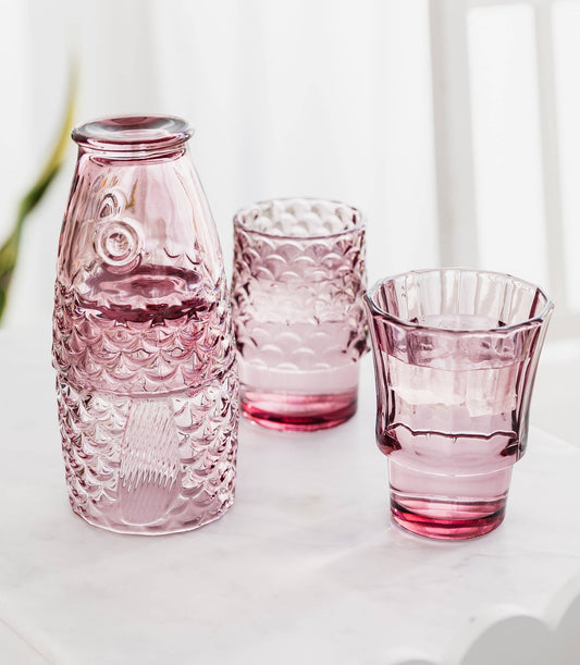 Stackable Fish Drinking Glasses - Set of 4 Pink