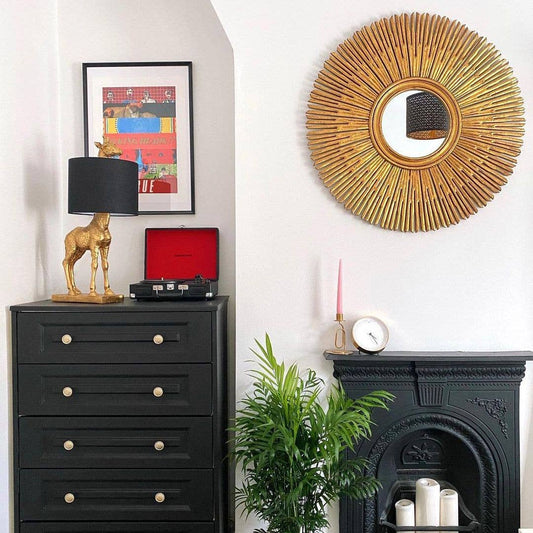 Candeeiro de mesa Lucie Giraffe, preto/dourado, 35 x 28 x 70 cm