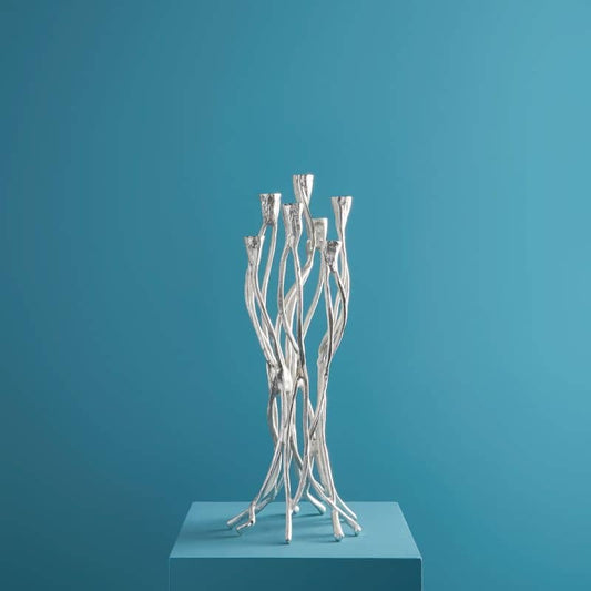 Candelabro Roots Plata, Aluminio, 25 x 22 x 63,5 cm