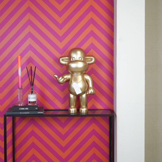 Ornement - Figurine Singe Hang Loose 'La Légende' - Polyrésine - Or - 33x21x50cm