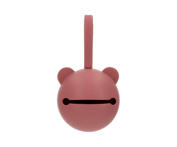 Porte-sucette en silicone Ours rose poudré