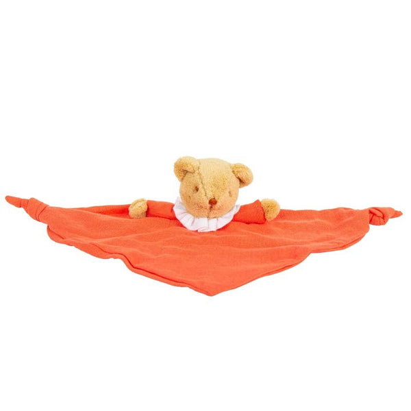 Ours Triangle Doudou Avec Hochet - Coton Bio Corail
