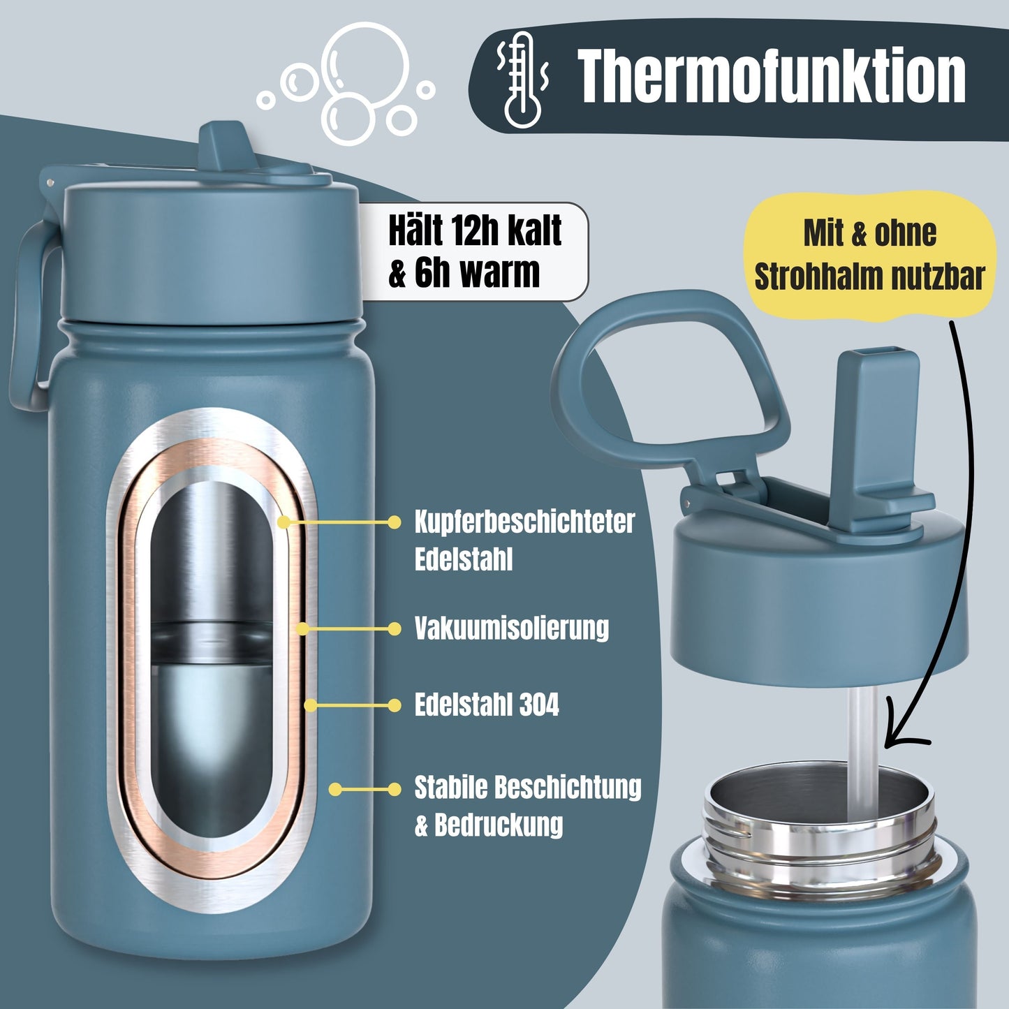 Thermo Kinder Trinkflasche Edelstahl - Feuerwehr