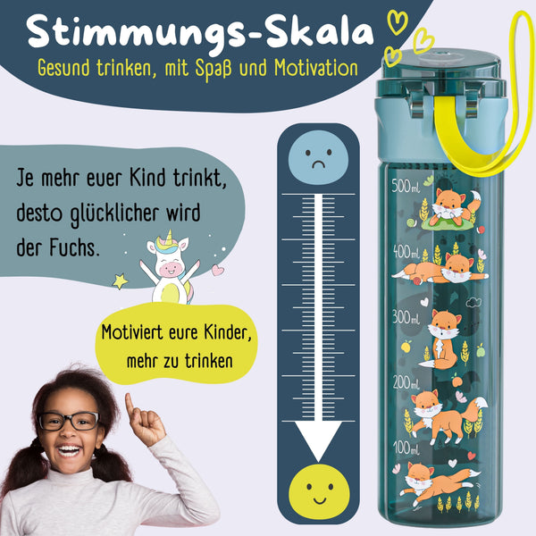 Trinkflasche Kinder, 500ml, leicht - Traktor-blau