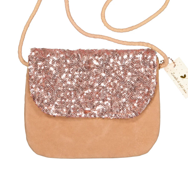 Bolsa de mão - Veludo rosa e lantejoulas