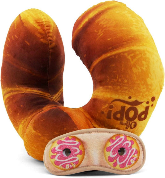 Oh My Pop! Almofada de Pescoço e Máscara de Dormir em Forma de Croissant