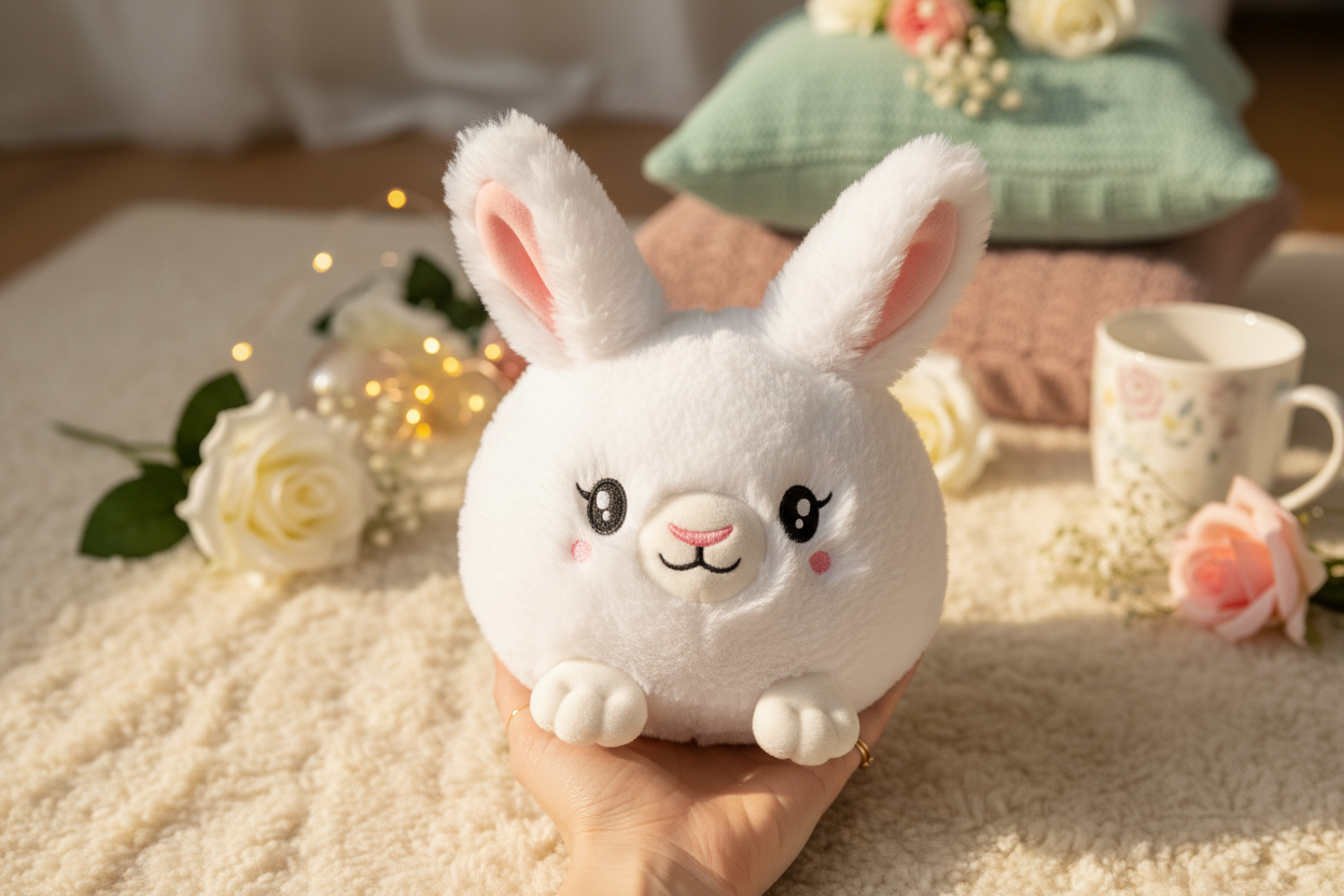 Mini knuffelbaar pluche wit konijn