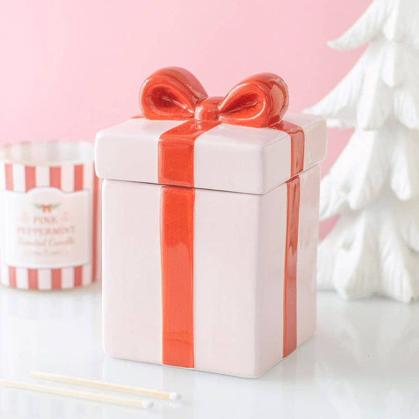 Brûle‑parfum de Noël « cadeau rose »