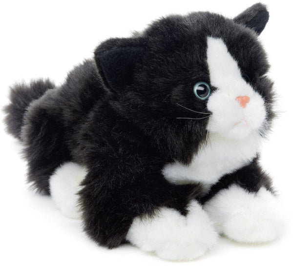 Peluche sonore Chat couché (noir et blanc) Uni Toys