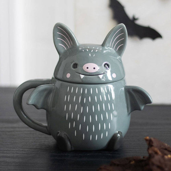 Tasse à couvercle Halloween chauve‑souris mignonne