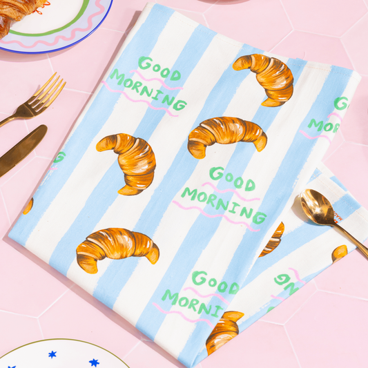 Croissant Tea Towel "Good Morning"