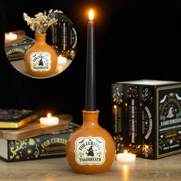 Vase-bouteille de potion « Souffle-de-crapaud » et porte-bougie