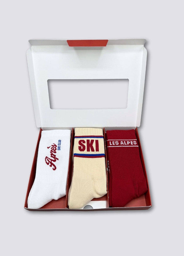 Confezione da 3 calzini "APRÈS-SKI, SKI, LES ALPES"