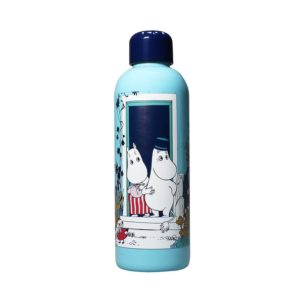 Botella de agua de metal azul Moomin Riviera