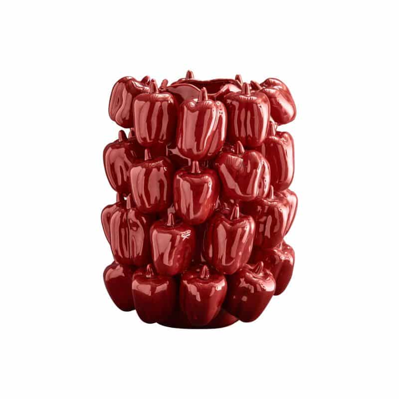 Jarrón Rojo Pimentón, Gres, 25 x 25 x 31 cm Hecho a mano