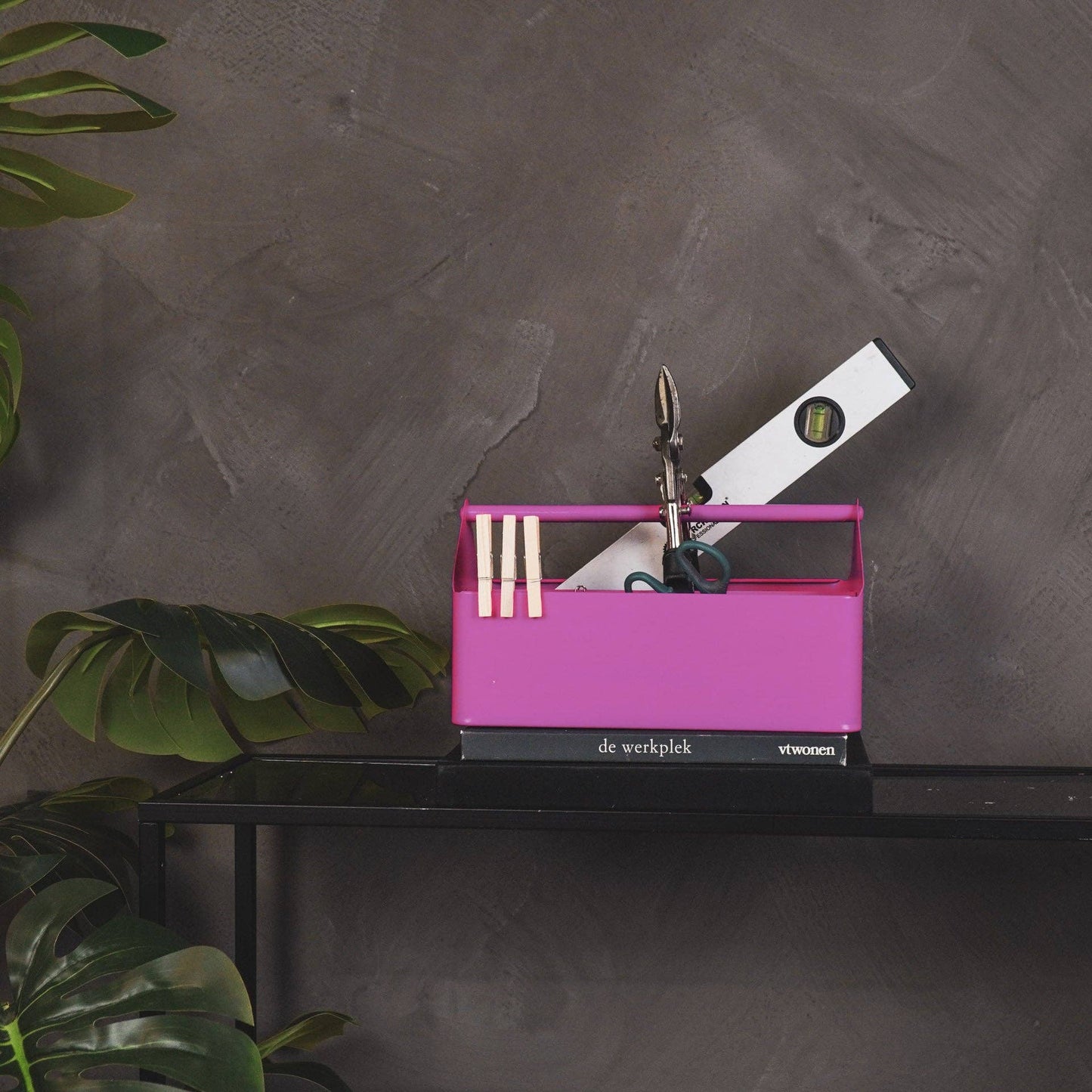 Scatola portaoggetti - Organizer - Metallo - Rosa - 30x17x17cm