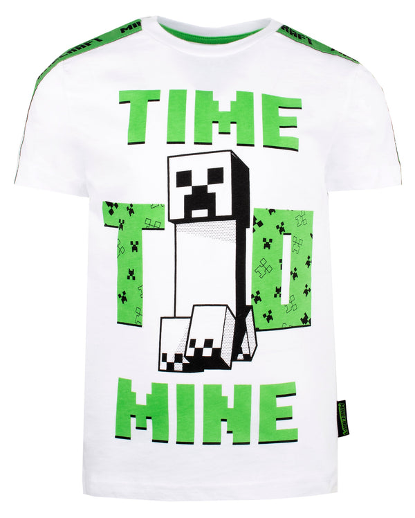 T-shirt Minecraft – 'Time to Mine' T-shirt – blanc
