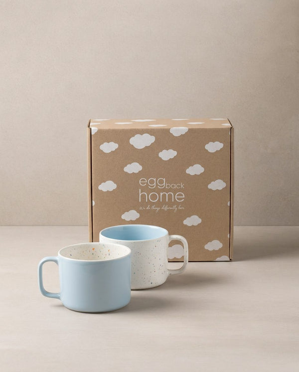 Duo de mugs Breeze Party In/Out en grès – 450 ml – Bleu