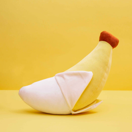 Kussen, pluizige banaan, geel, polyester