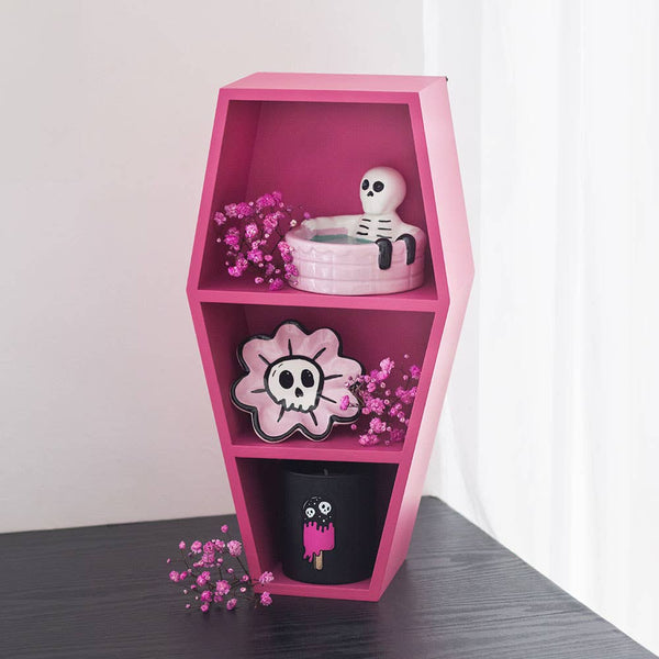 Étagère en forme de cercueil rose fuchsia