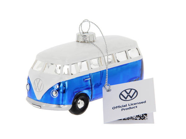Decorazione natalizia blu e bianca per autobus VW T1