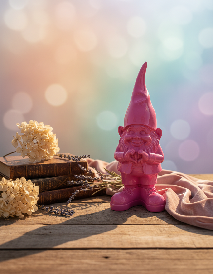 Nain de Jardin "Mains en cœur" Rose M