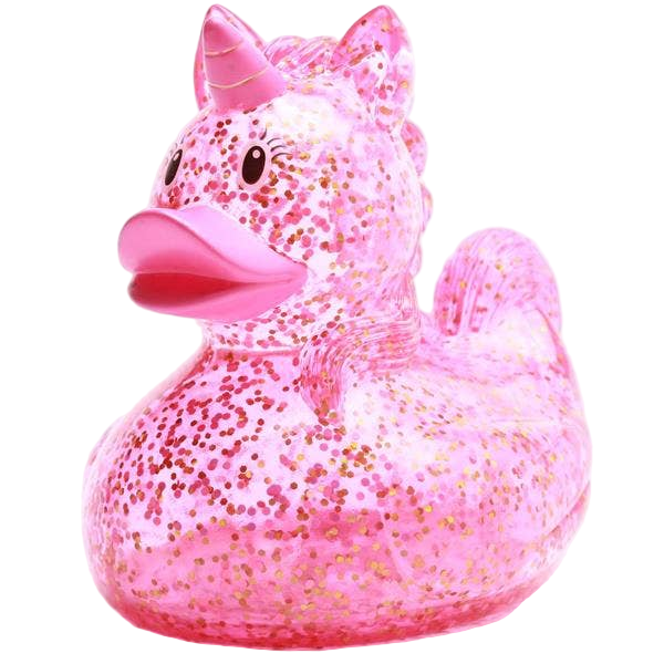 Anatra unicorno rosa glitterata