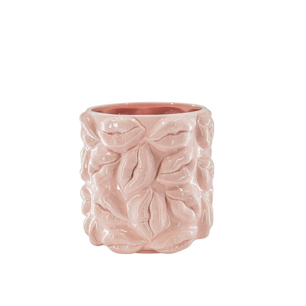Maceta - Besos - Cerámica - Rosa claro - 17,5 x 17,5 x 17,5 cm