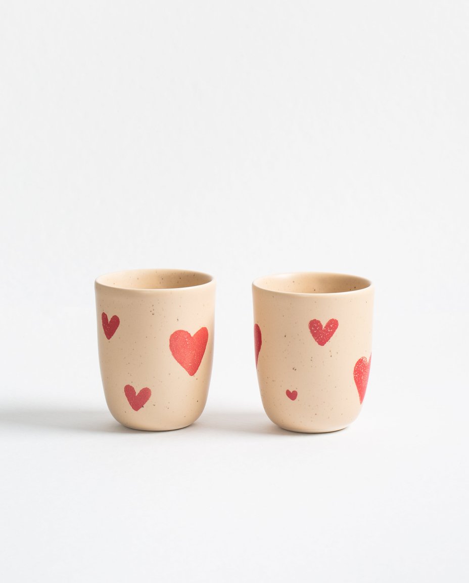 Cozy Hearts Stoneware Medium Cup 220ml 2 Piece Set