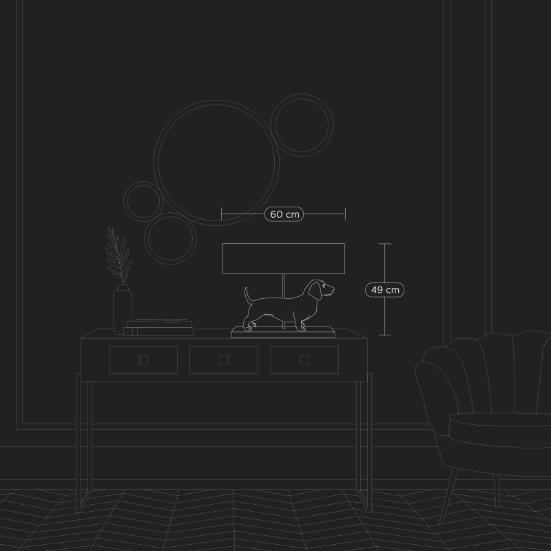 Lampe de table Teckel Frank Argent/Gris,Poly,60 x 14 x 48,5 cm