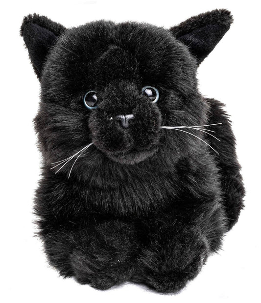 Gato negro tumbado - 20 cm (largo) - peluche