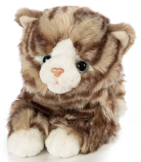 Peluche chat tigré gris couché Uni Toys