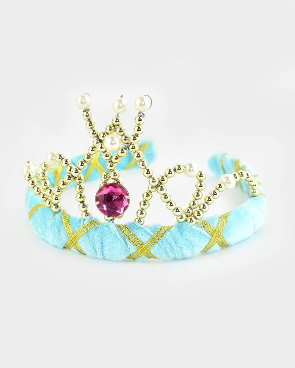 Diadème en velours bleu clair 14 cm