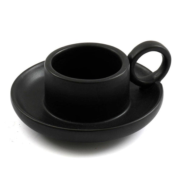 Portavelas de té de gres negro