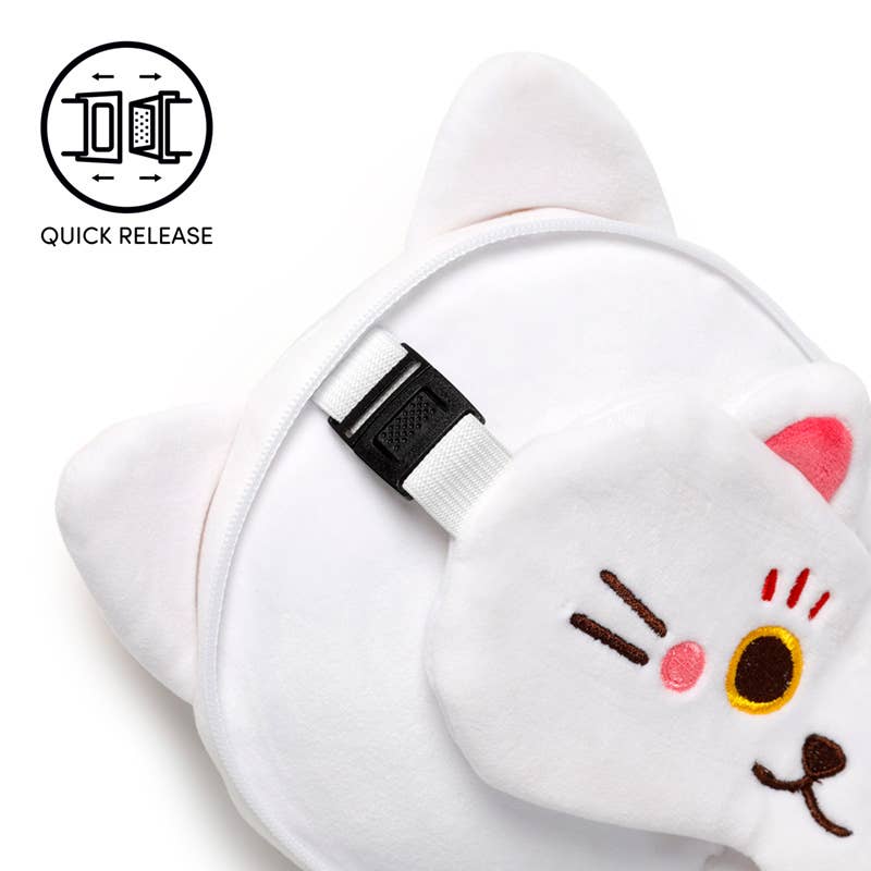 Coussin de voyage rond en peluche Relaxeazzz Chat Chanceux