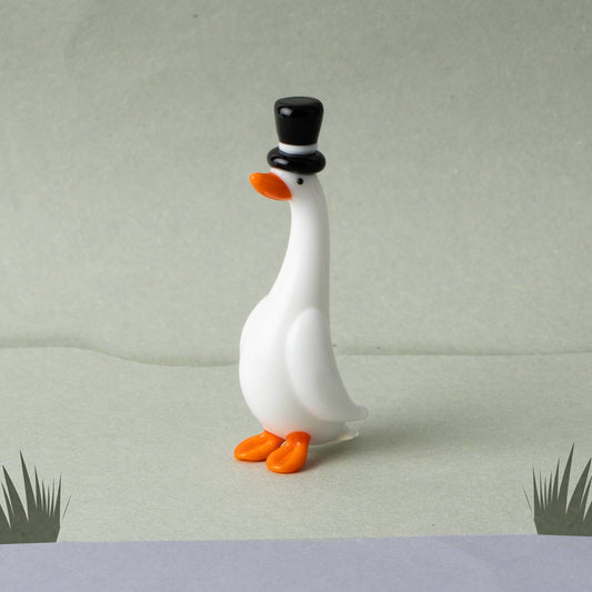 Gentleman Duck Glass Figurine