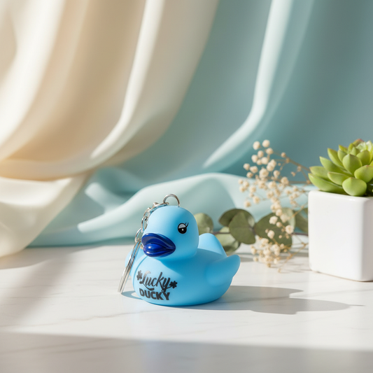 Geluks-eendje sleutelhangertje met blauw eendje