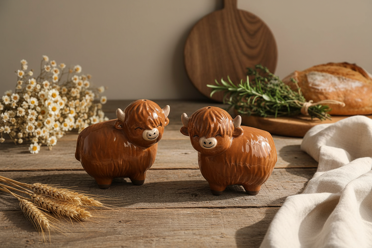 Vaca das Terras Altas com sal e pimenta