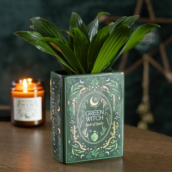 Vase en Forme de Livre - Sorcière verte
