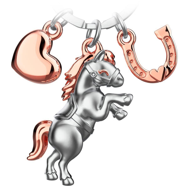 Llavero de caballo con corazón y herradura "Pony"