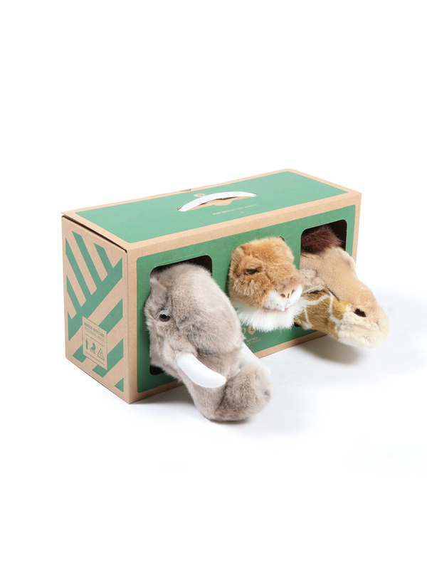 Mini Décoration Murale Peluche Têtes d'Animaux : Coffret Safari - Wild & Soft