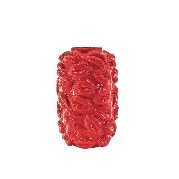 Jarrón - Besos - Cerámica - Rojo - 17x17x27cm
