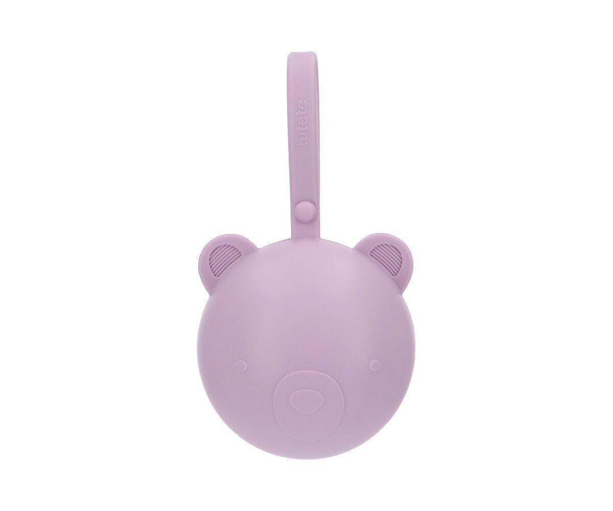 Porte-sucette en silicone Ours lilas