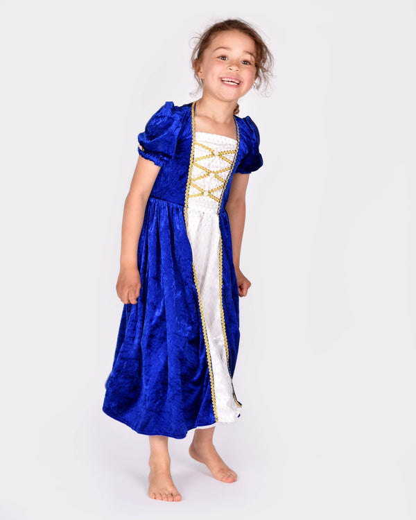 Robe de princesse en velours bleu pour 2-4 ans (taille 98-104)