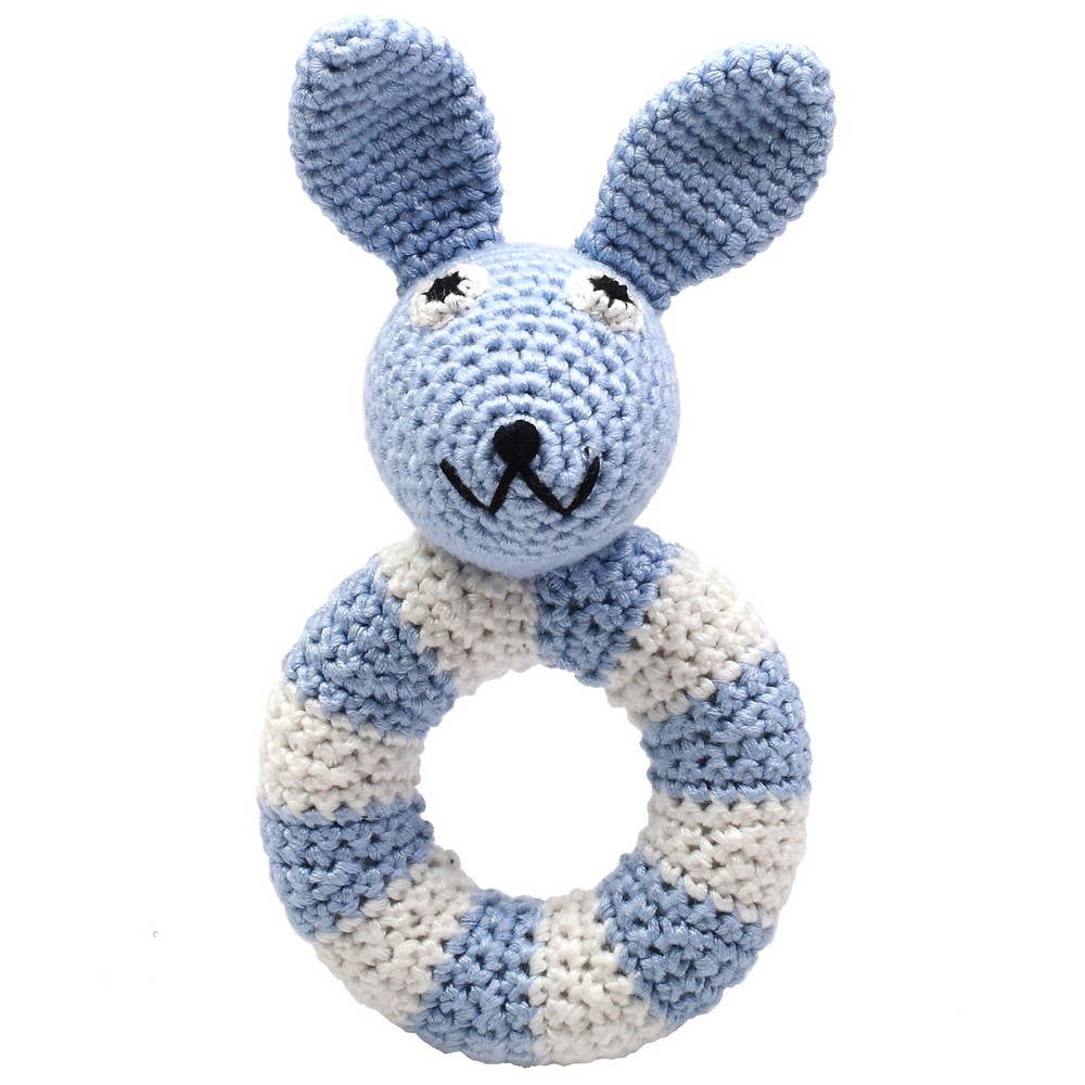 Ring rattle - Light blue rabbit