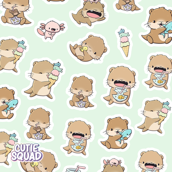 Planches d'autocollants Loutre Adorable